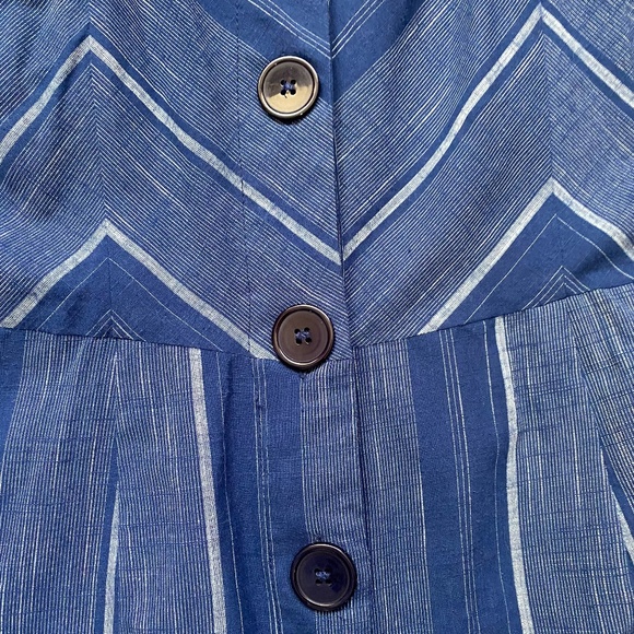 Angie Blue Stripe Wide Leg Coastal Nautical Light Cotton Strap Jumper- Sz-M - Picture 4 of 13